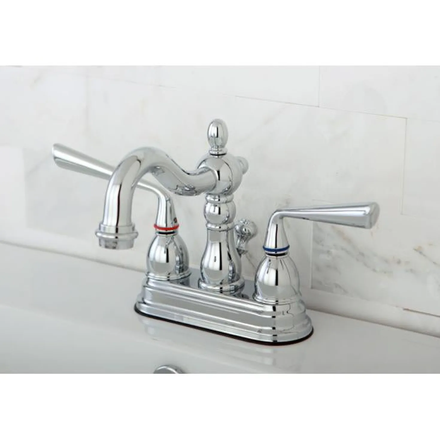 Kingston Brass Silver Sage Two Handle 4" Centerset Lavatory Faucet with Brass Pop-up