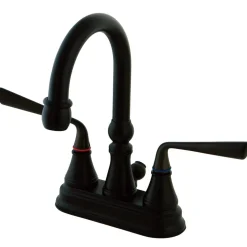 Kingston Brass Silver Sage Two Handle 4" Centerset Lavatory Faucet with Brass Pop-up in Oil Rubbed Bronze