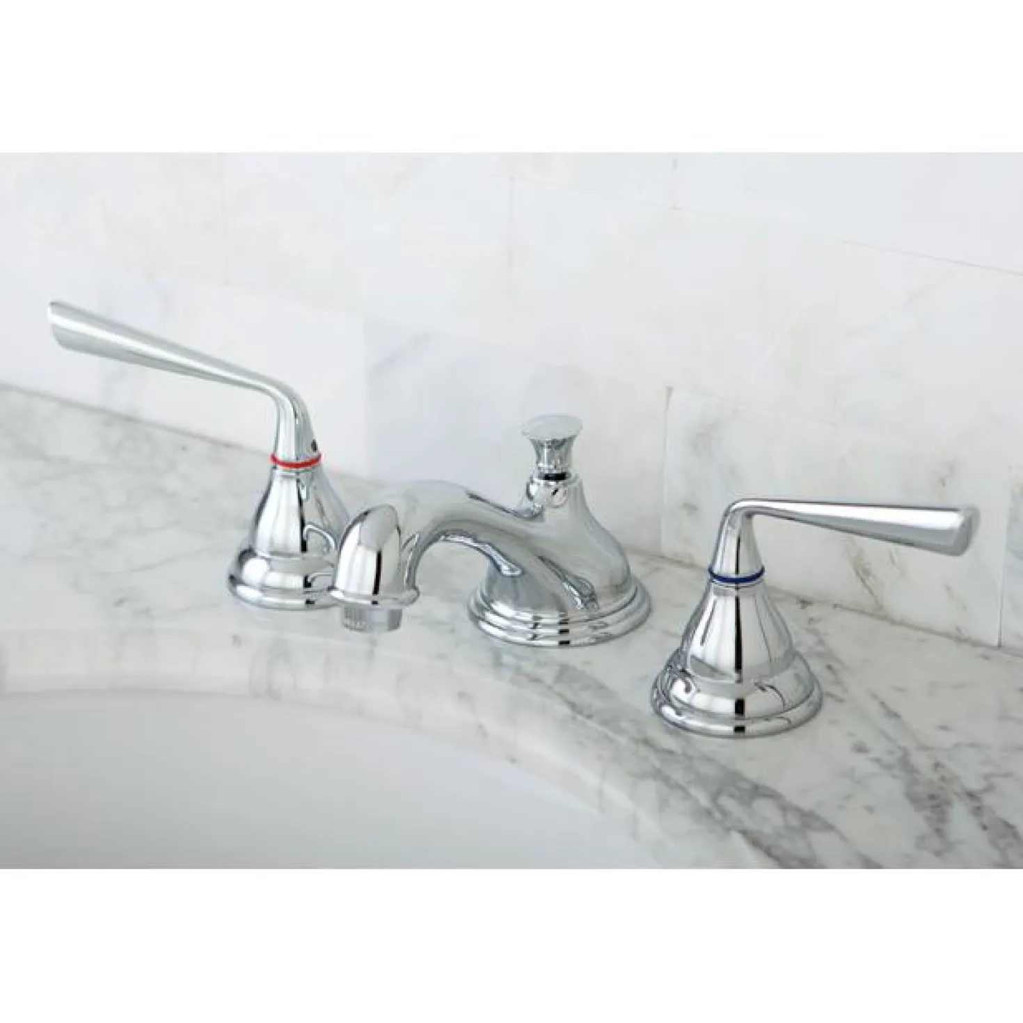 Kingston Brass Silver Sage Two Handle 8" to 16" Widespread Lavatory Faucet with Brass Pop-up