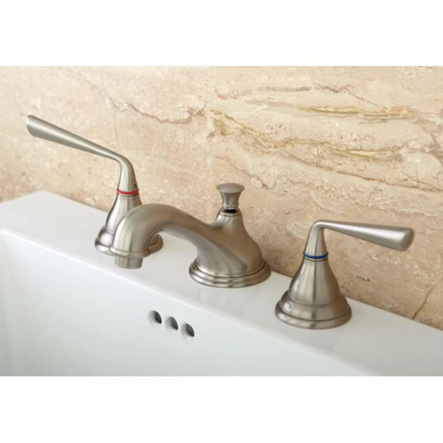 Kingston Brass Silver Sage Two Handle 8" to 16" Widespread Lavatory Faucet with Brass Pop-up