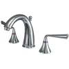 Kingston Brass Silver Sage Two Handle Deck Mount 8" to 16" Widespread Lavatory Faucet with Brass Pop-up
