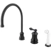Kingston Brass Single Handle Widespread Kitchen Faucet with Non-Metallic Sprayer in Oil Rubbed Bronze