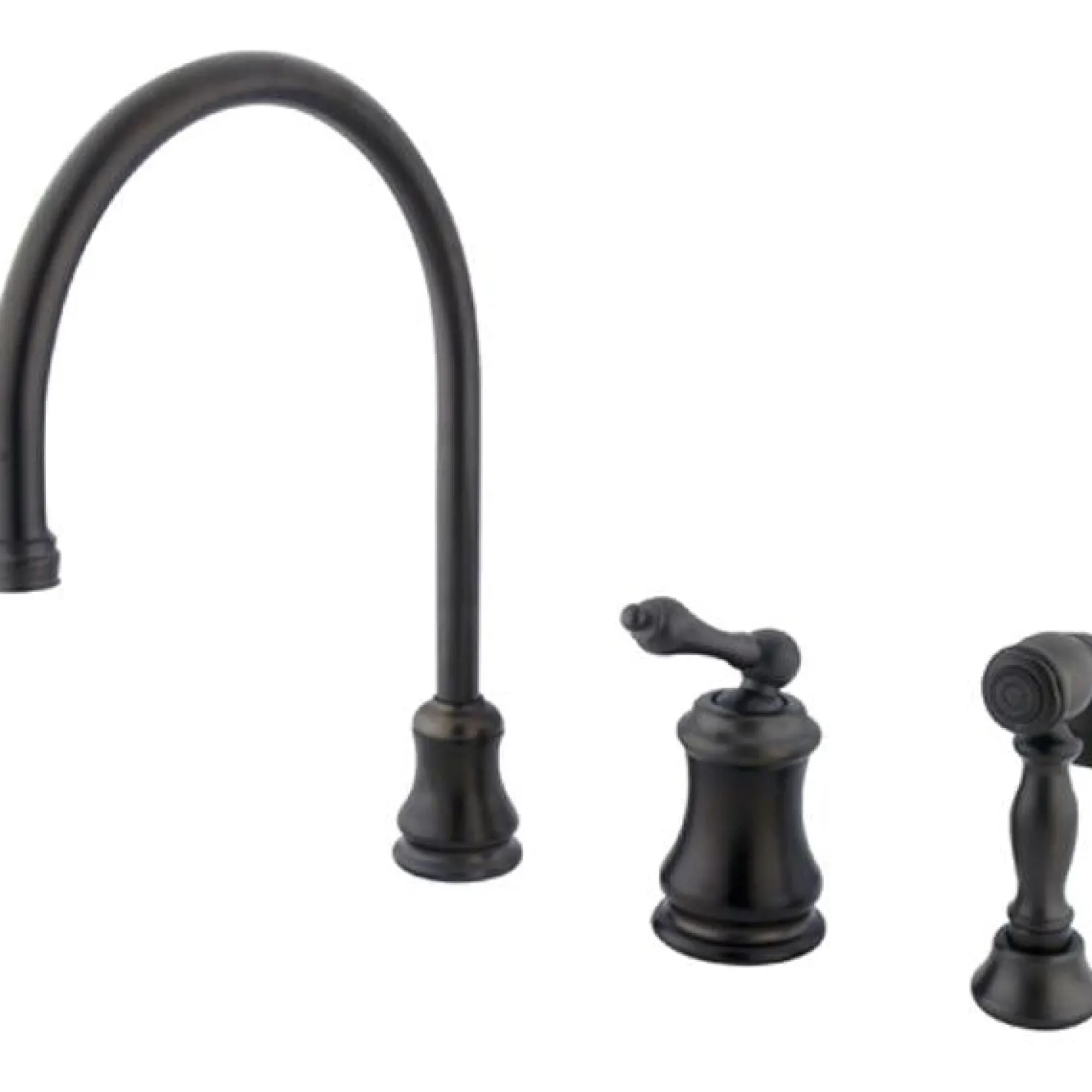 Kingston Brass Single Handle Widespread Kitchen Faucet with Brass Sprayer in Oil Rubbed Bronze
