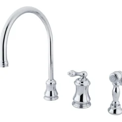 Kingston Brass Single Handle Widespread Kitchen Faucet with Brass Sprayer