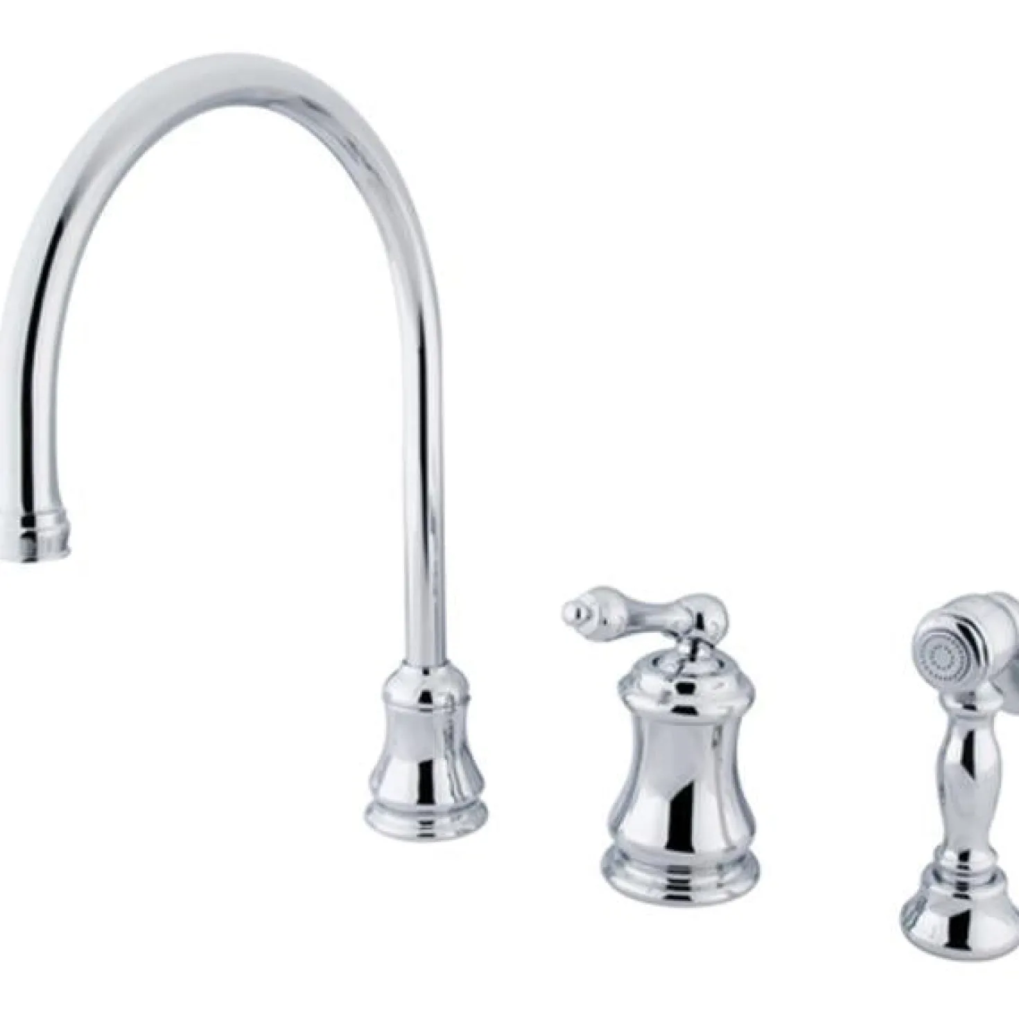 Kingston Brass Single Handle Widespread Kitchen Faucet with Brass Sprayer