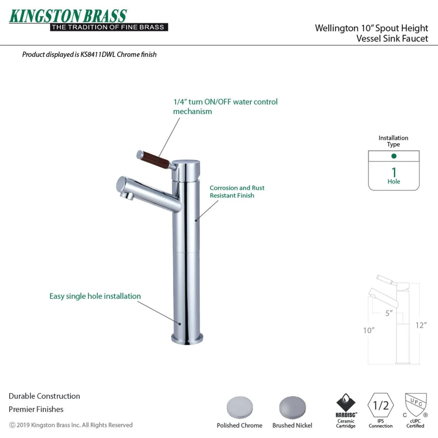 Kingston Brass Single-Hole Vessel Sink Faucet