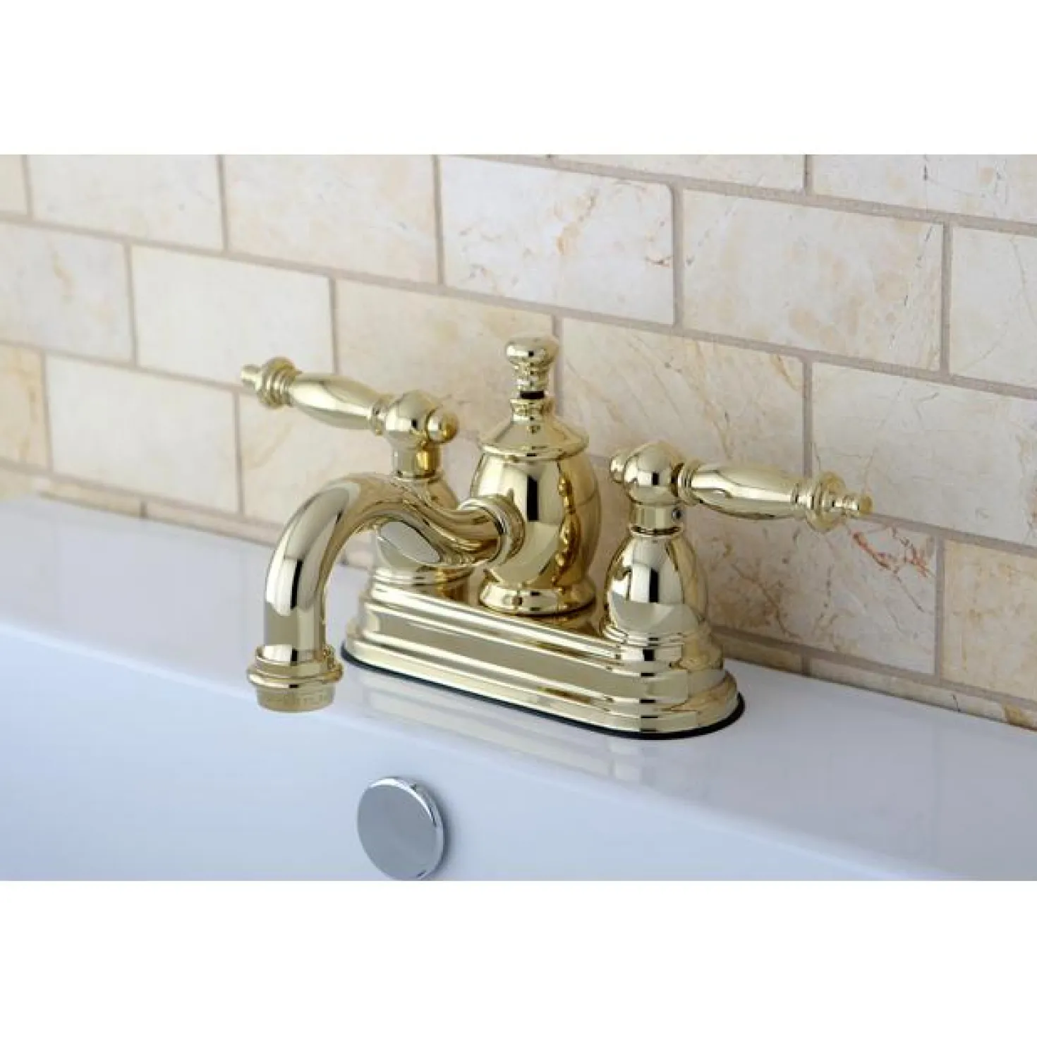 Kingston Brass Templeton 4" Centerset Lavatory Faucet with Metal Lever Handle and Heritage Spout