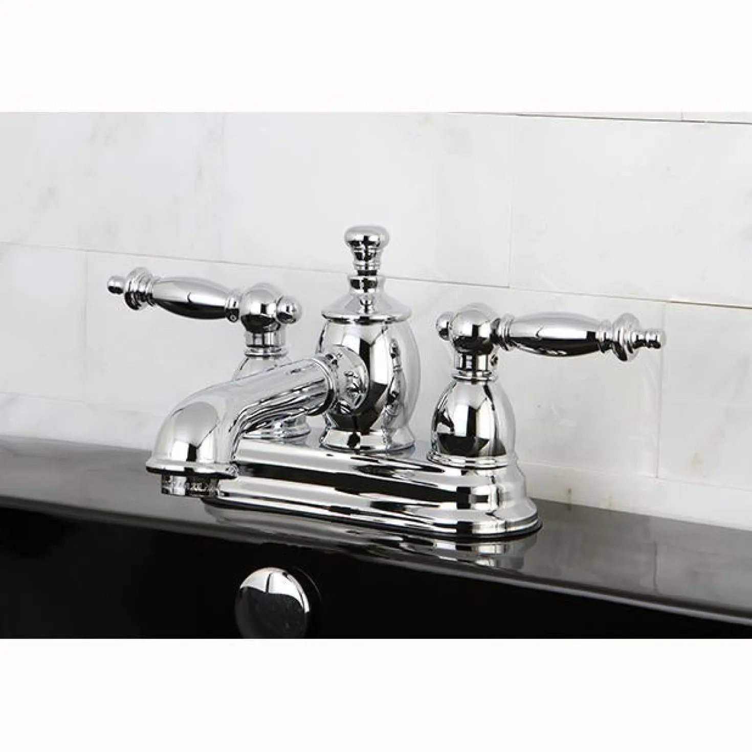 Kingston Brass Templeton 4" Centerset Lavatory Faucet with Heritage Spout and Metal Lever Handle