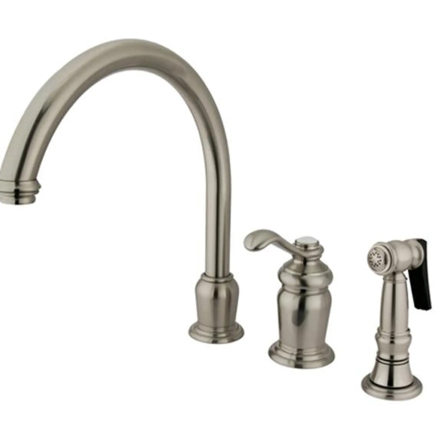 Kingston Brass Templeton Single Handle High Spout Kitchen Faucet with Brass Sprayer