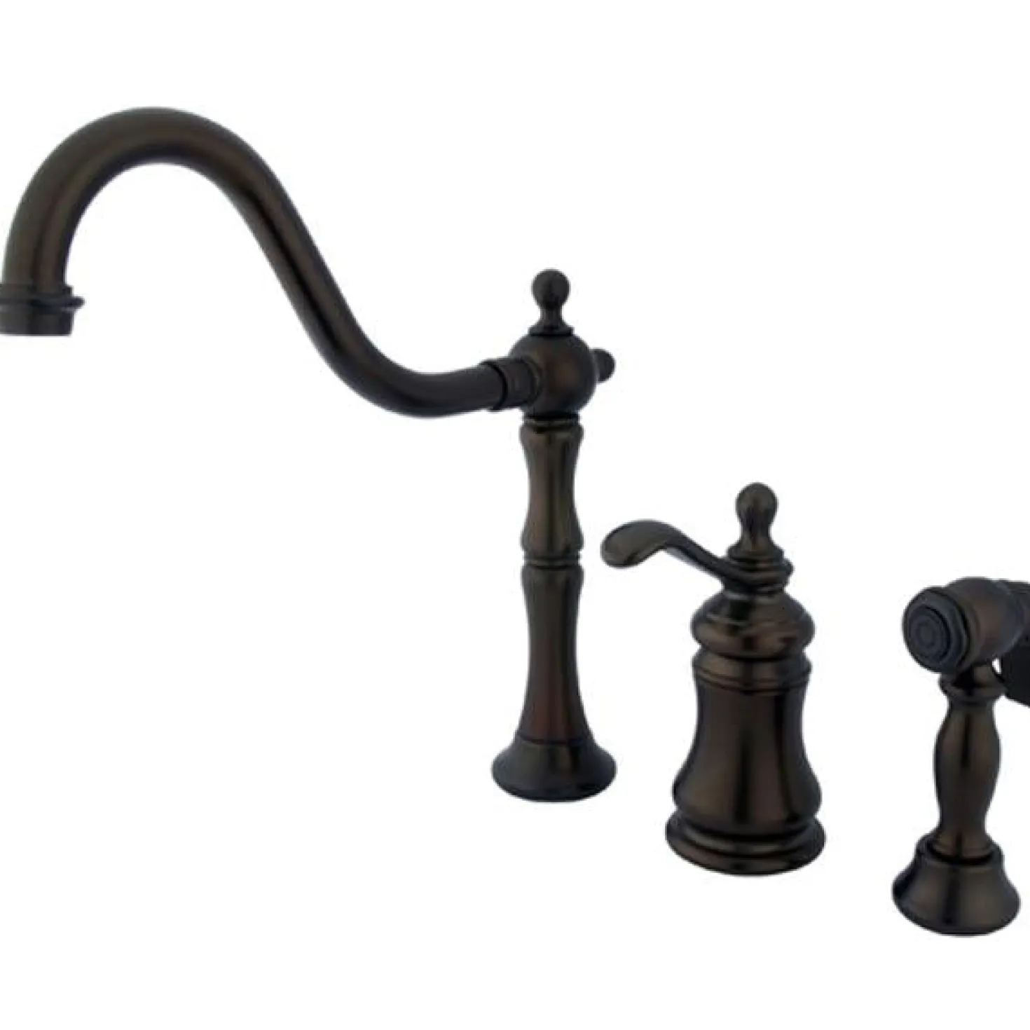 Kingston Brass Templeton Single Handle Widespread Kitchen Faucet with Brass Sprayer in Oil Rubbed Bronze
