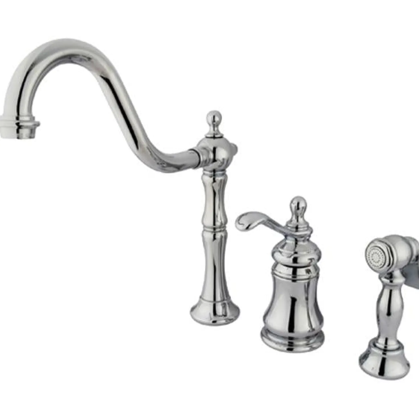 Kingston Brass Templeton Single Handle Widespread Kitchen Faucet with Brass Sprayer