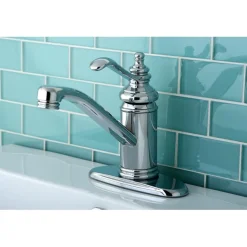 Kingston Brass Templeton Single Handle 4" Centerset Lavatory Faucet with Push-Up and Optional Deck Plate