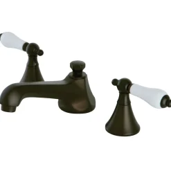 Kingston Brass Three-Hole 8-Inch Widespread Bathroom Faucet with Brass Pop-Up