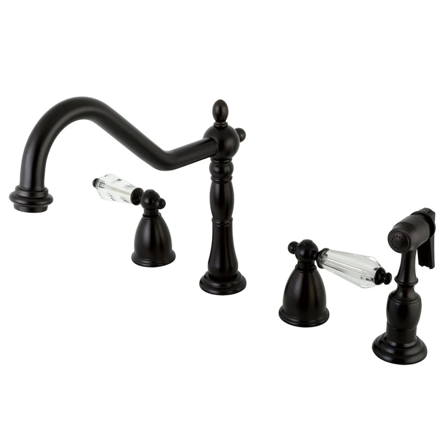 Kingston Brass 8" to 16" Widespread Kitchen Faucet with Brass Sprayer