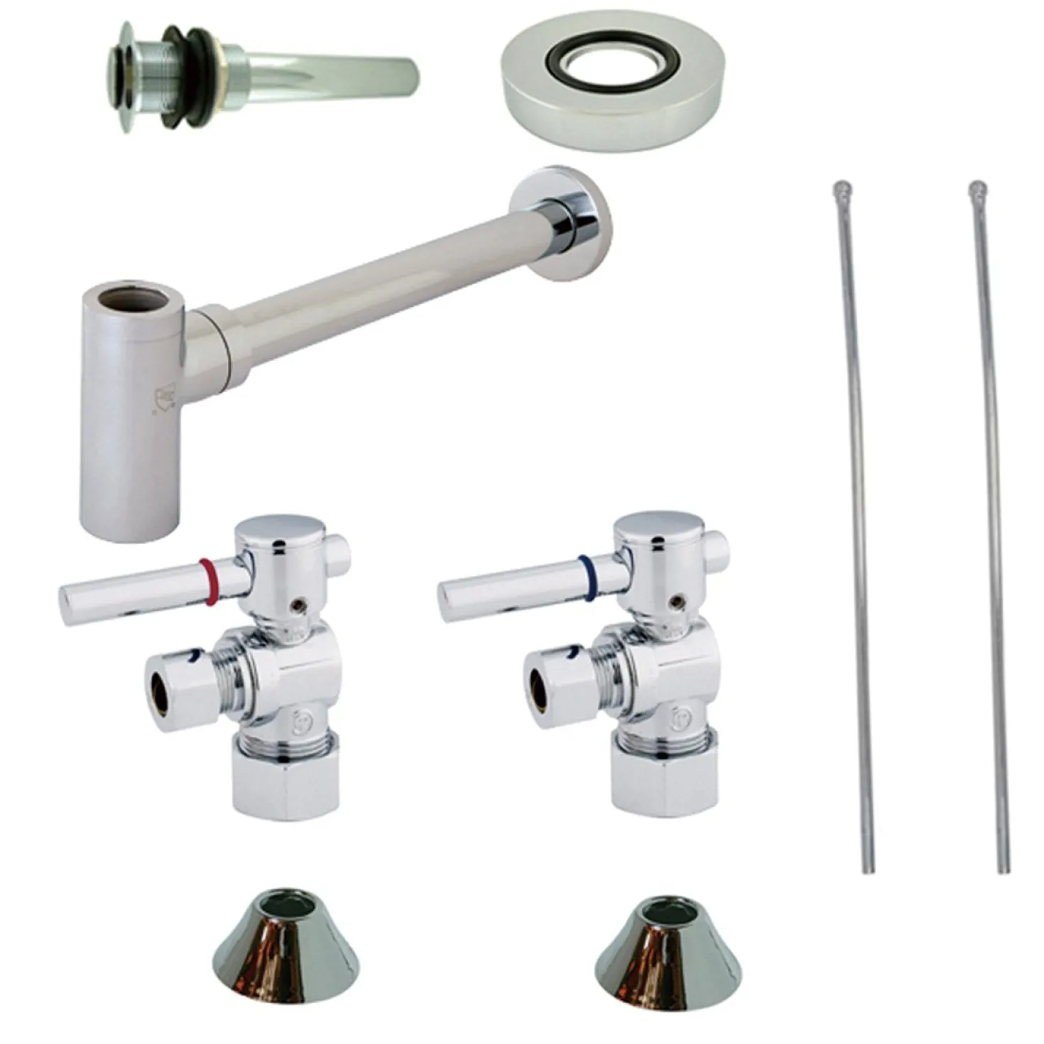 Kingston Brass Trimscape Contemporary Plumbing Sink Trim Kit with Bottle Trap for Vessel Sink without Overflow Hole