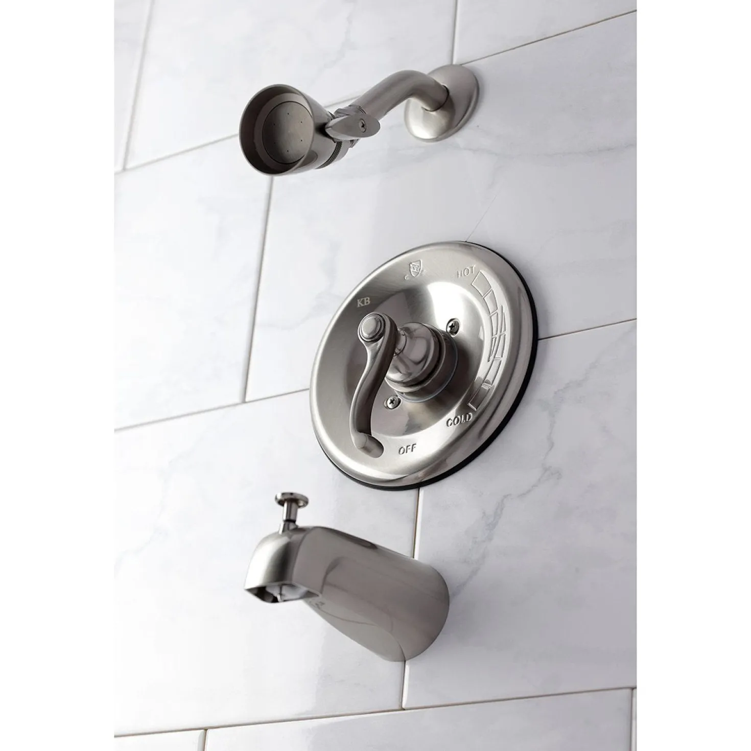 Kingston Brass Tub and Shower Faucet in Brushed Nickel
