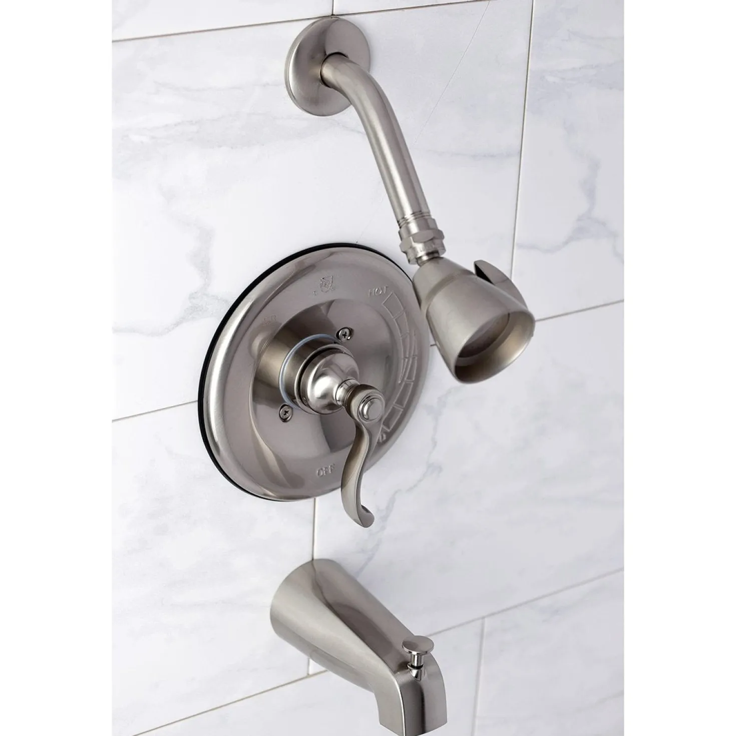 Kingston Brass Tub and Shower Faucet in Brushed Nickel