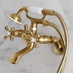 Kingston Brass Tub Wall Mount Clawfoot Tub Faucet with Hand Shower