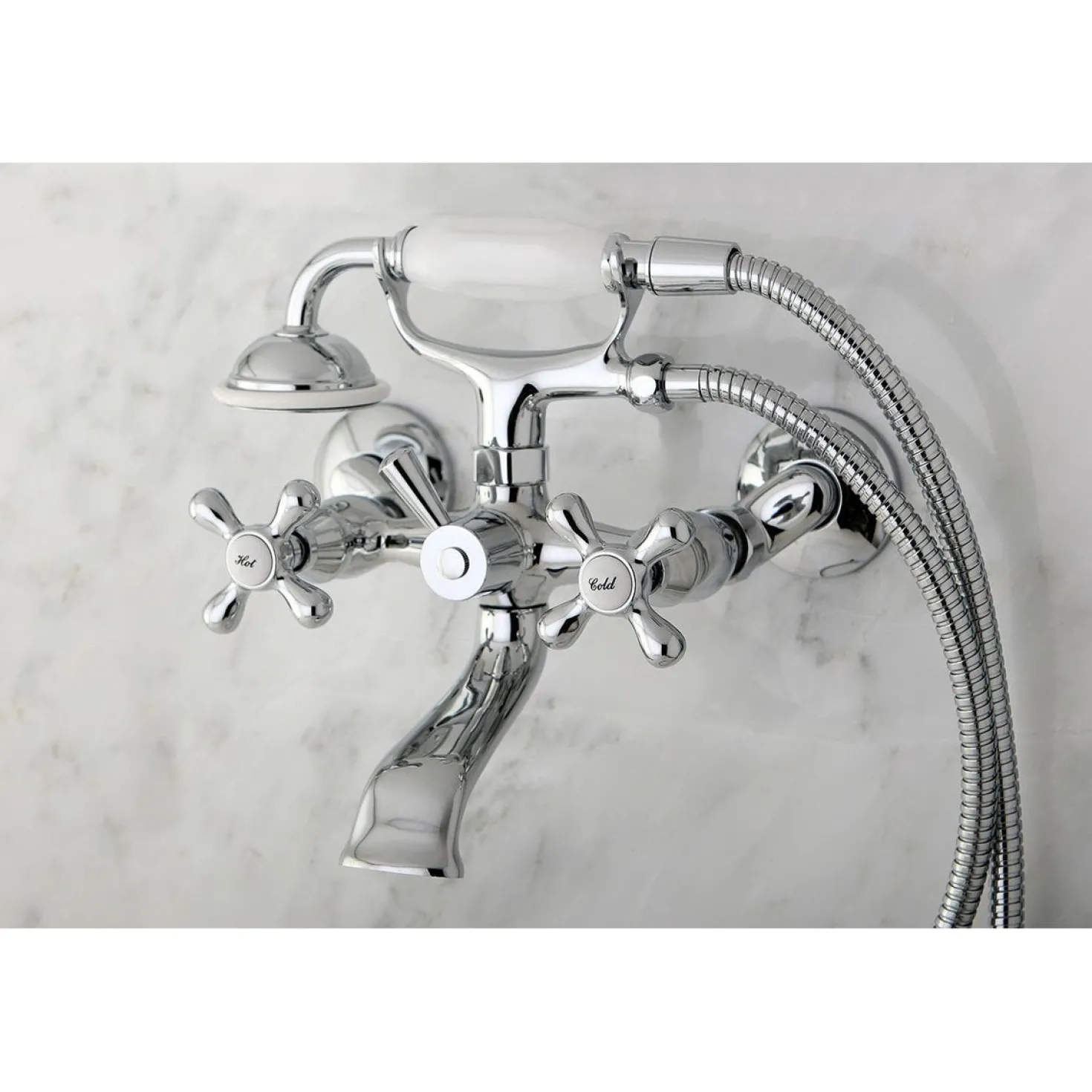 Kingston Brass Tub Wall Mount Clawfoot Tub Faucet with Hand Shower
