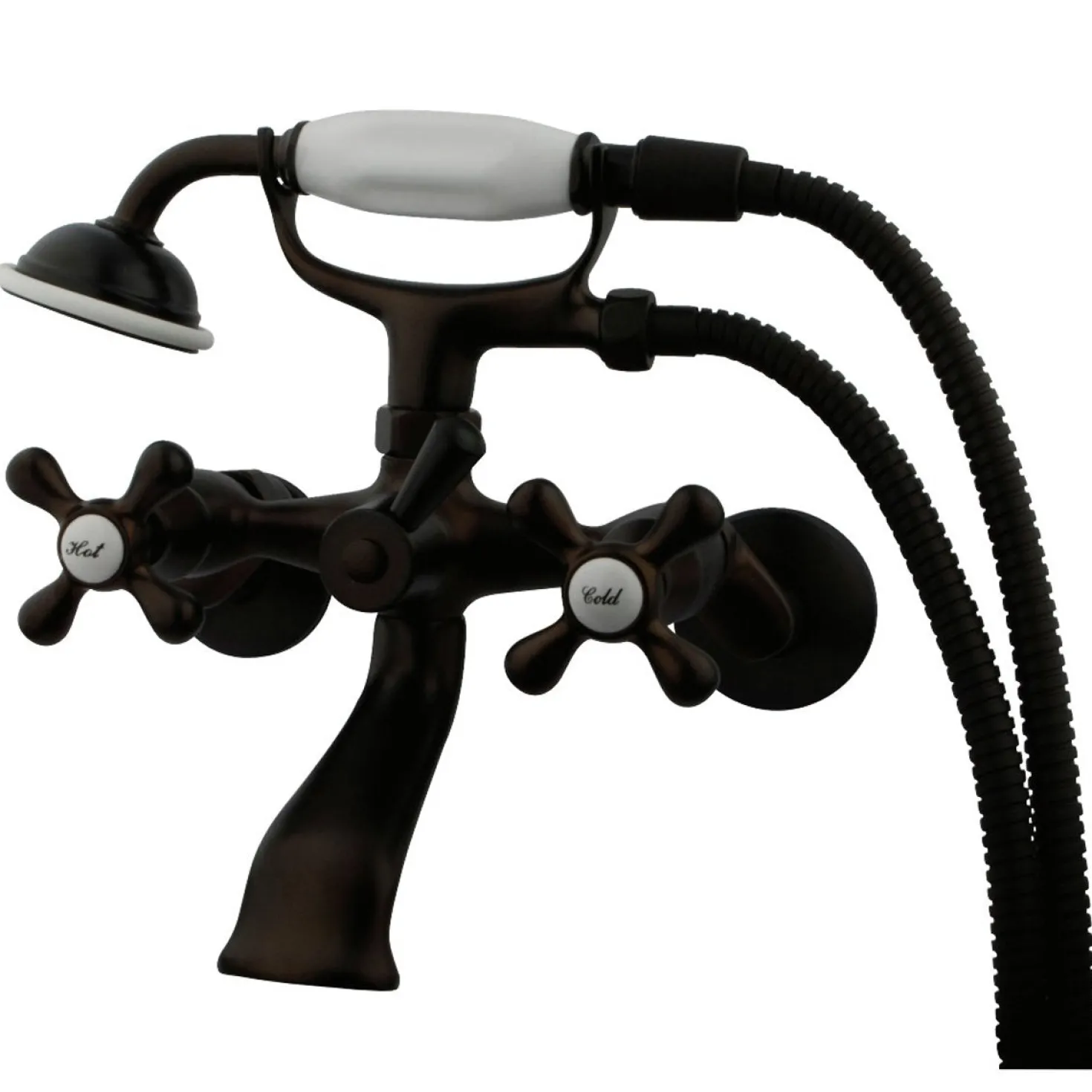 Kingston Brass Tub Wall Mount Clawfoot Tub Faucet with Hand Shower