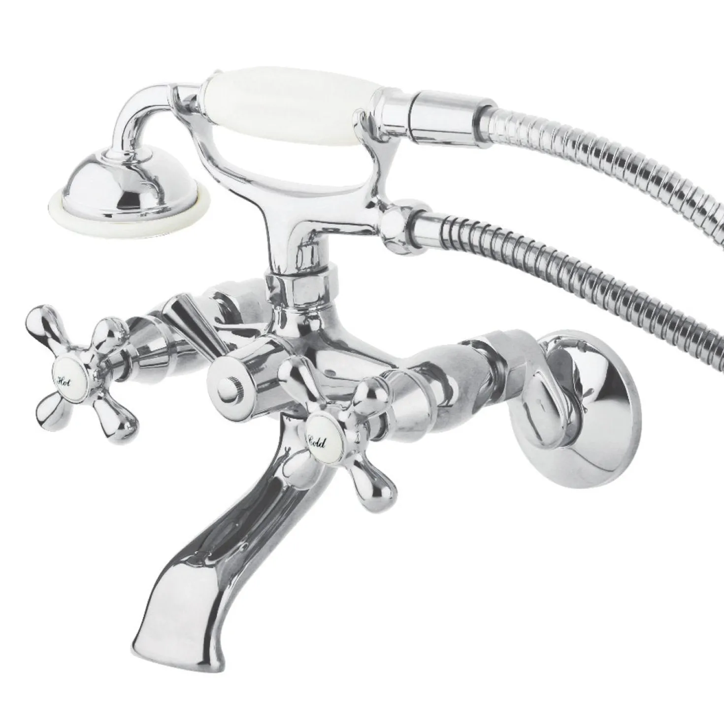 Kingston Brass Tub Wall Mount Clawfoot Tub Faucet with Hand Shower
