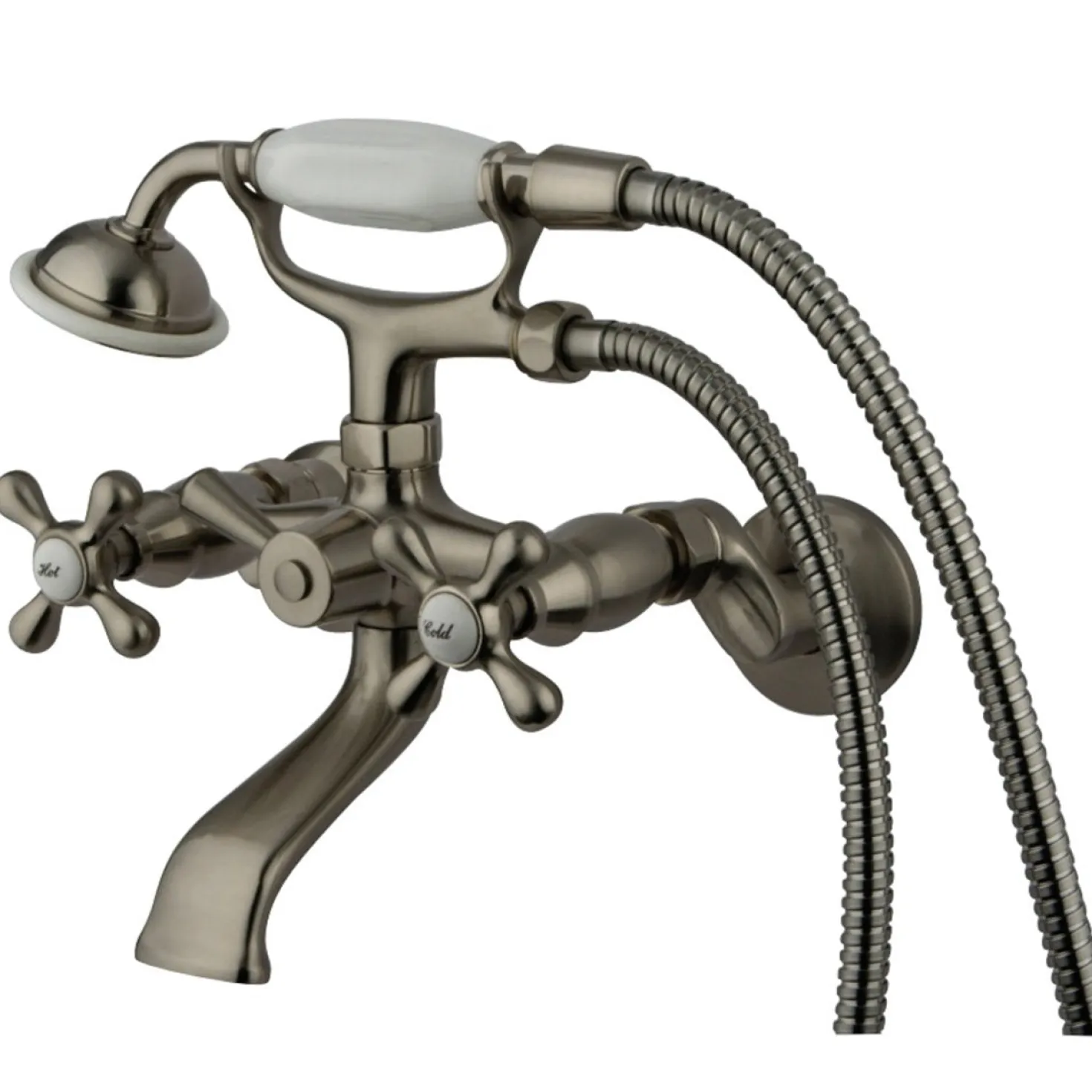 Kingston Brass Tub Wall Mount Clawfoot Tub Faucet with Hand Shower