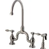 Kingston Brass Tudor Bridge Deck Mount Kitchen Faucet with Brass Sprayer