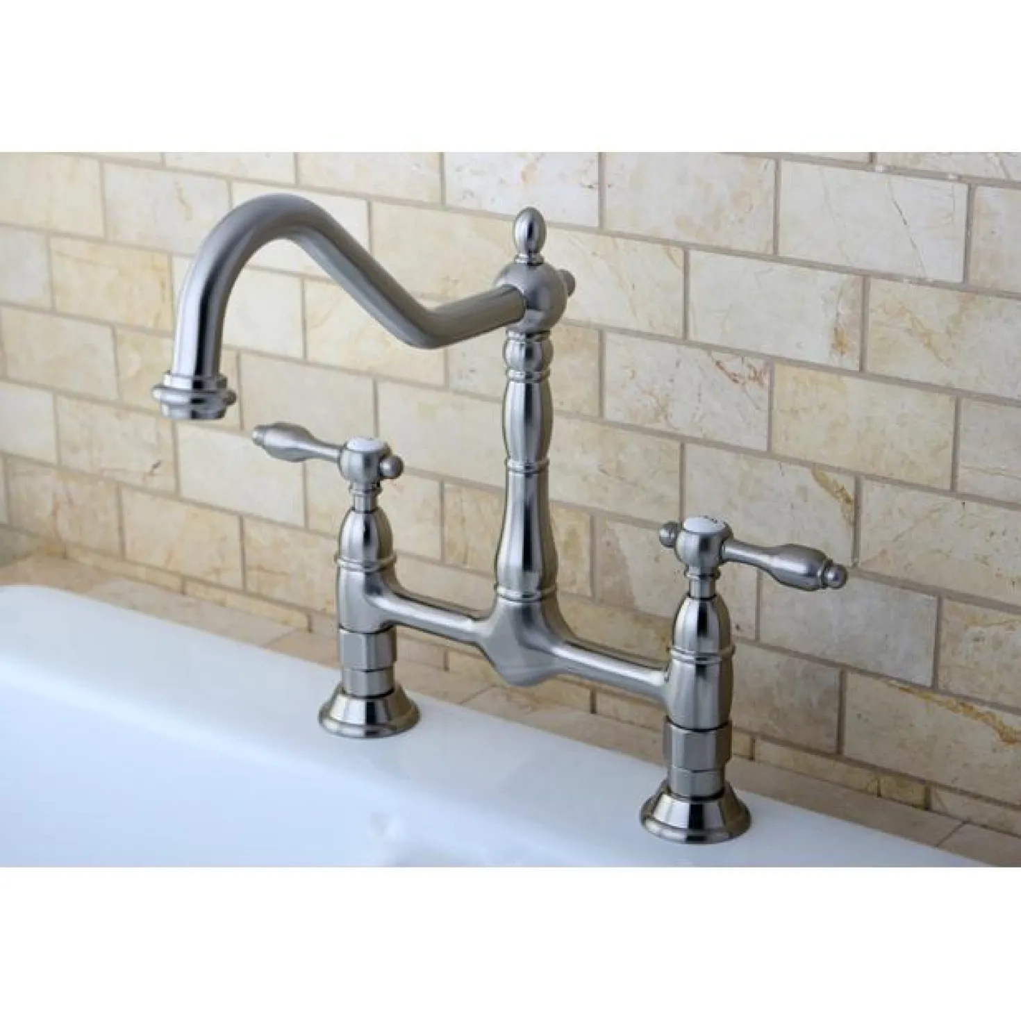 Kingston Brass Tudor 8" Bridge Kitchen Faucet without Sprayer