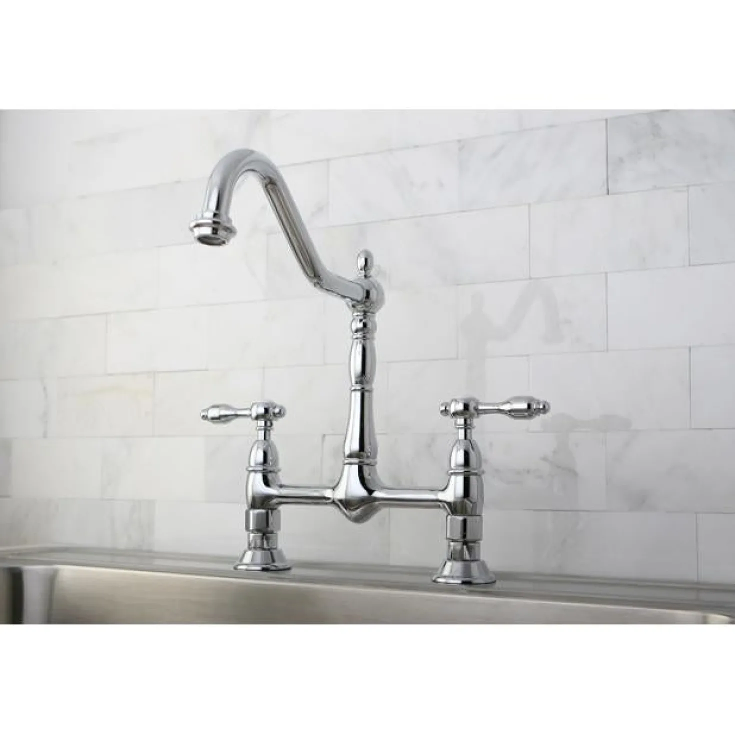 Kingston Brass Tudor 8" Bridge Kitchen Faucet without Sprayer