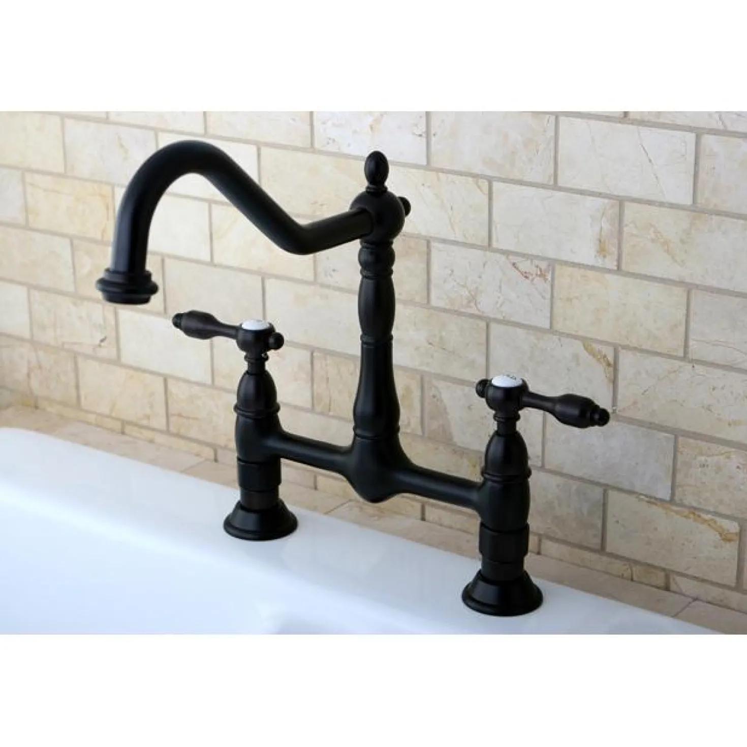 Kingston Brass Tudor 8" Bridge Kitchen Faucet without Sprayer