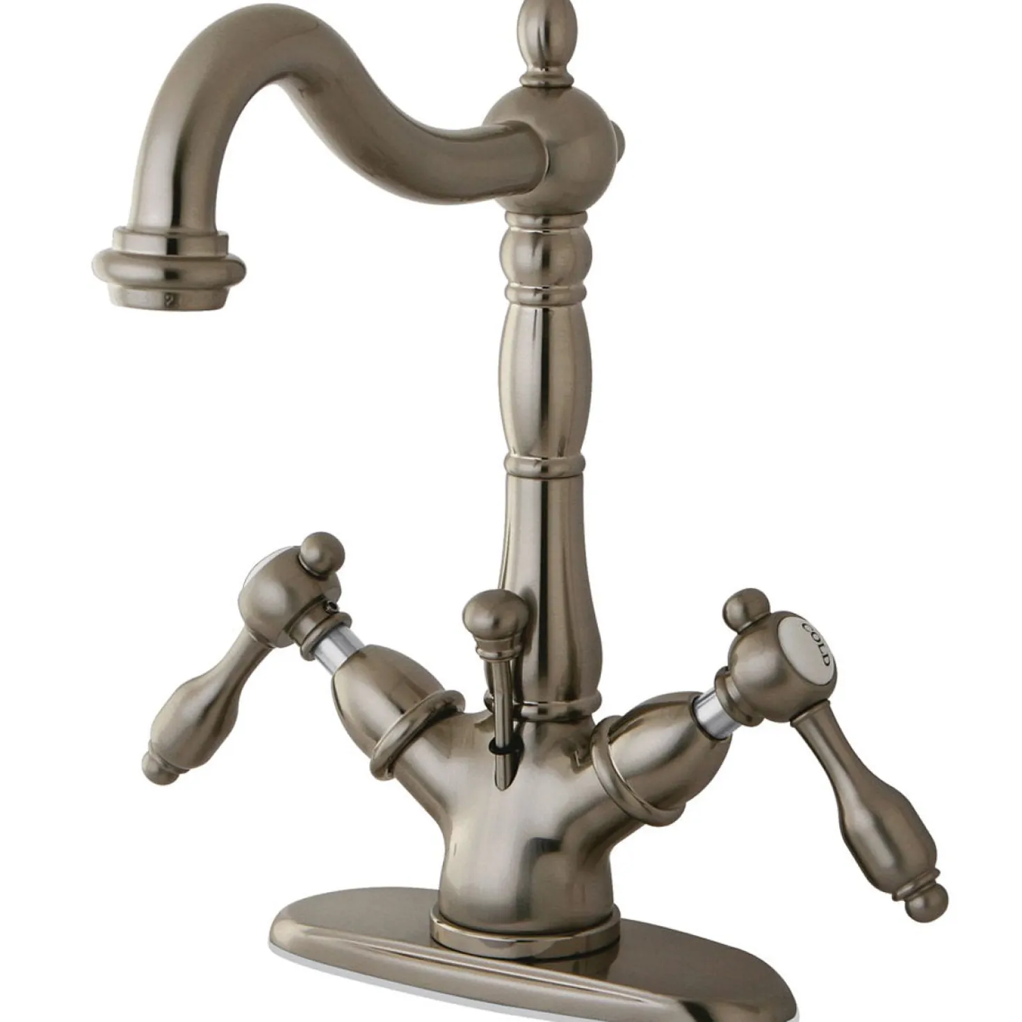Kingston Brass Tudor 4" Center Lavatory Faucet with Brass Pop-up