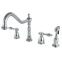 Kingston Brass Tudor Classic 8" Center Kitchen Faucet with Brass Sprayer