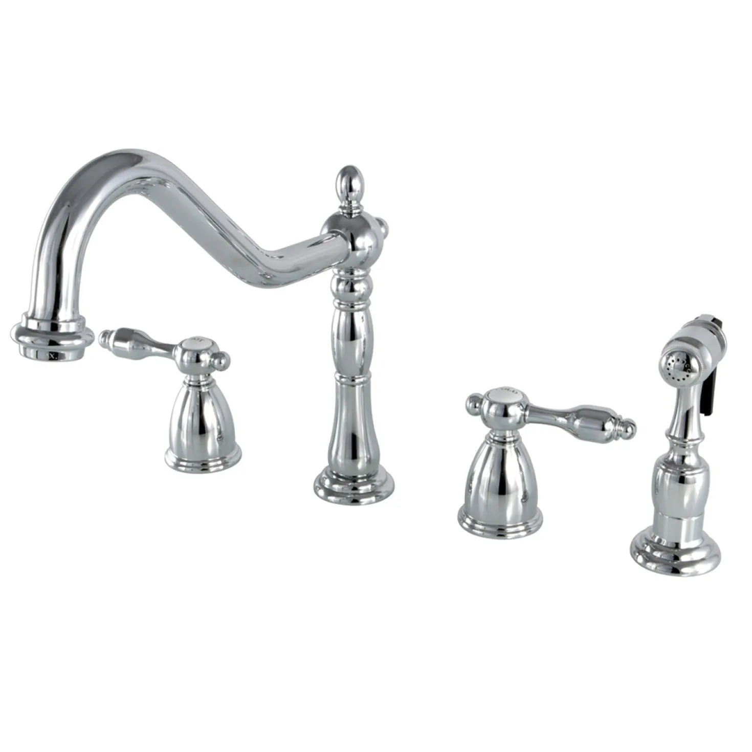 Kingston Brass Tudor Classic 8" Center Kitchen Faucet with Brass Sprayer