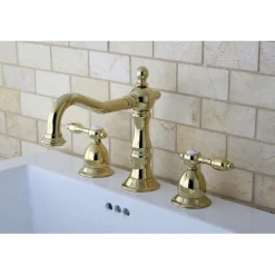 Kingston Brass Tudor Classic Widespread Lavatory Faucet with Brass Pop-up