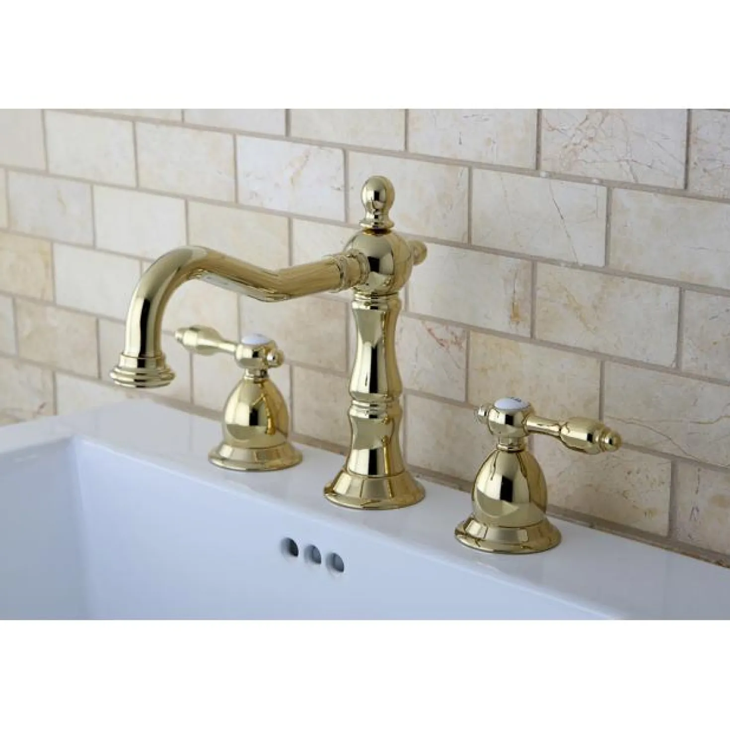 Kingston Brass Tudor Classic Widespread Lavatory Faucet with Brass Pop-up