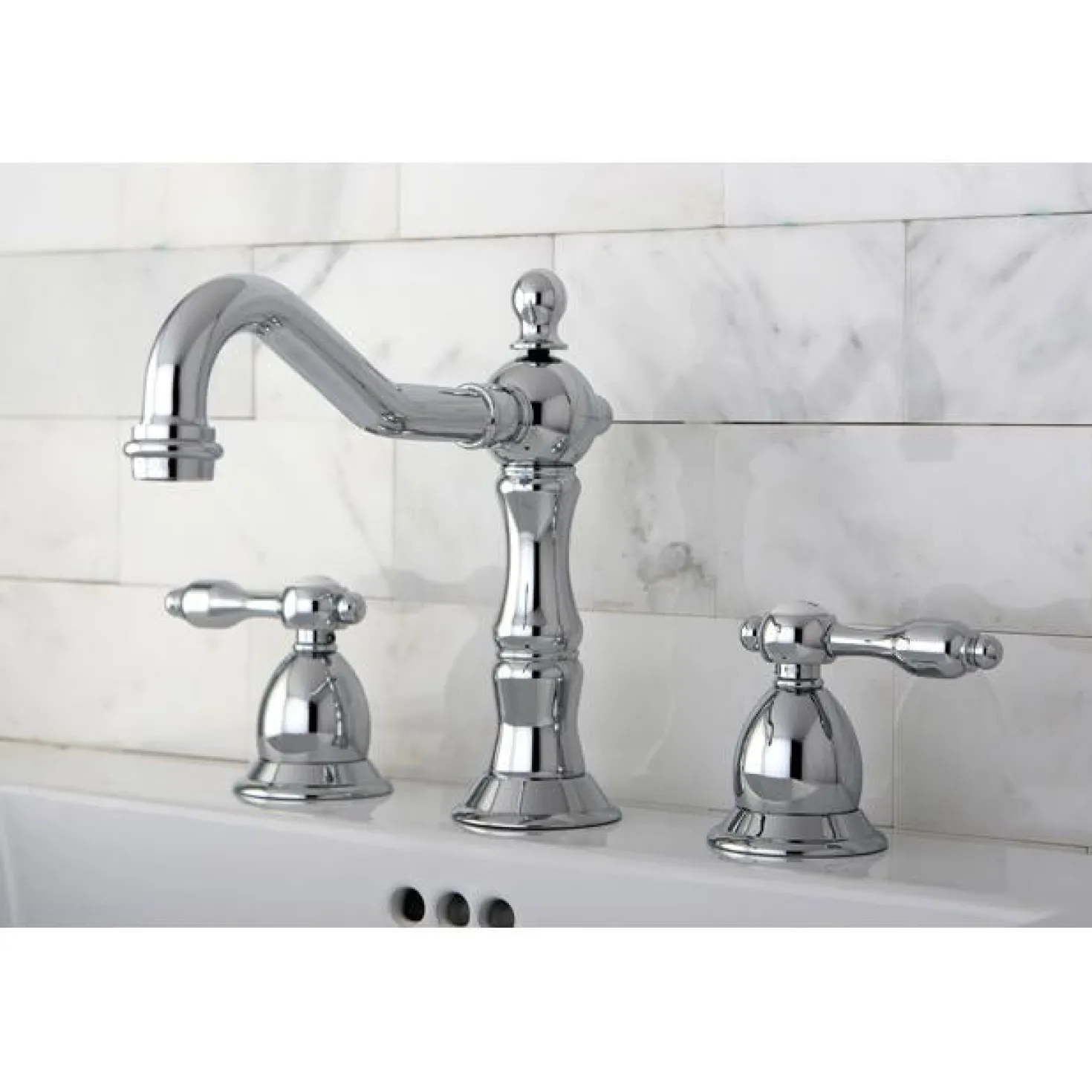 Kingston Brass Tudor Classic Widespread Lavatory Faucet with Brass Pop-up