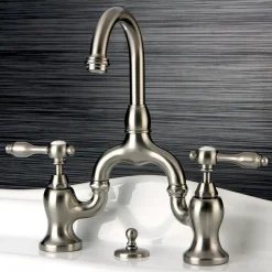 Kingston Brass Tudor Deck Mount Bridge Bathroom Faucet