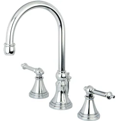 Kingston Brass Tuscany Handle 8" to 16" Widespread Lavatory Faucet with Brass Pop-up