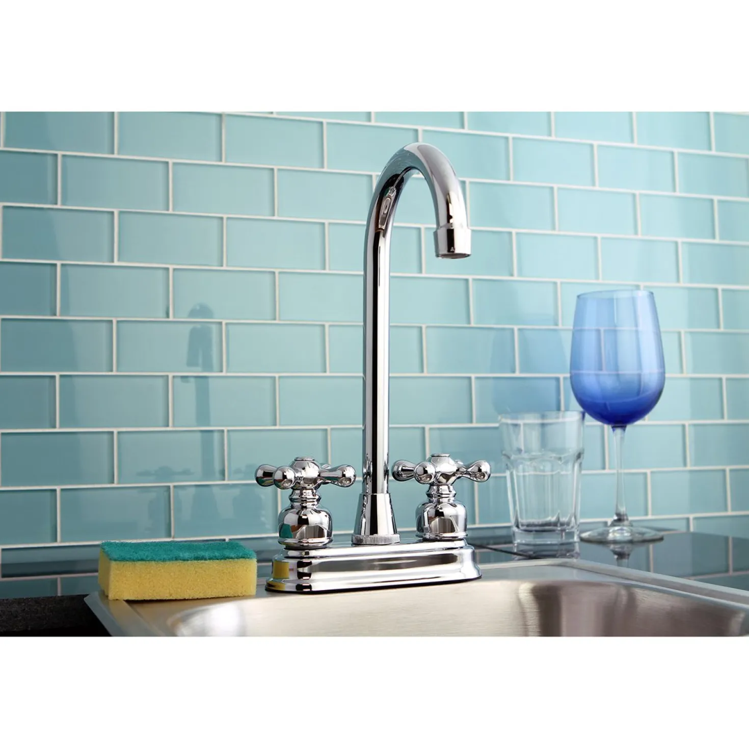 Kingston Brass Twin Handles 4" Centerset Bar Faucet