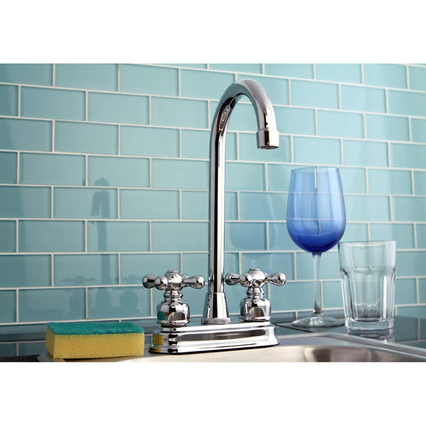 Kingston Brass Twin Handles 4" Centerset Bar Faucet