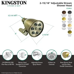 Kingston Brass Victorian Adjustable 3" - 6 Jet Spray Shower Head