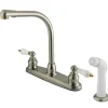 Kingston Brass Victorian Centerset Kitchen Faucet with White Side Sprayer