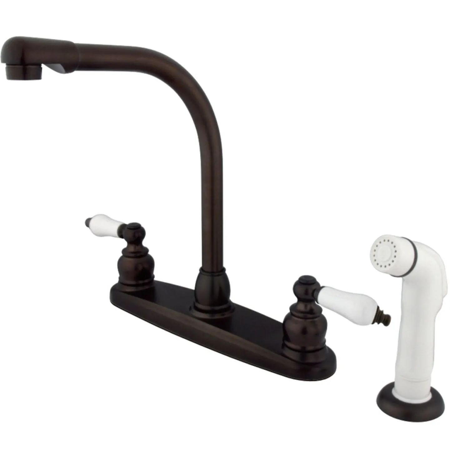 Kingston Brass Victorian Centerset Kitchen Faucet with White Side Sprayer