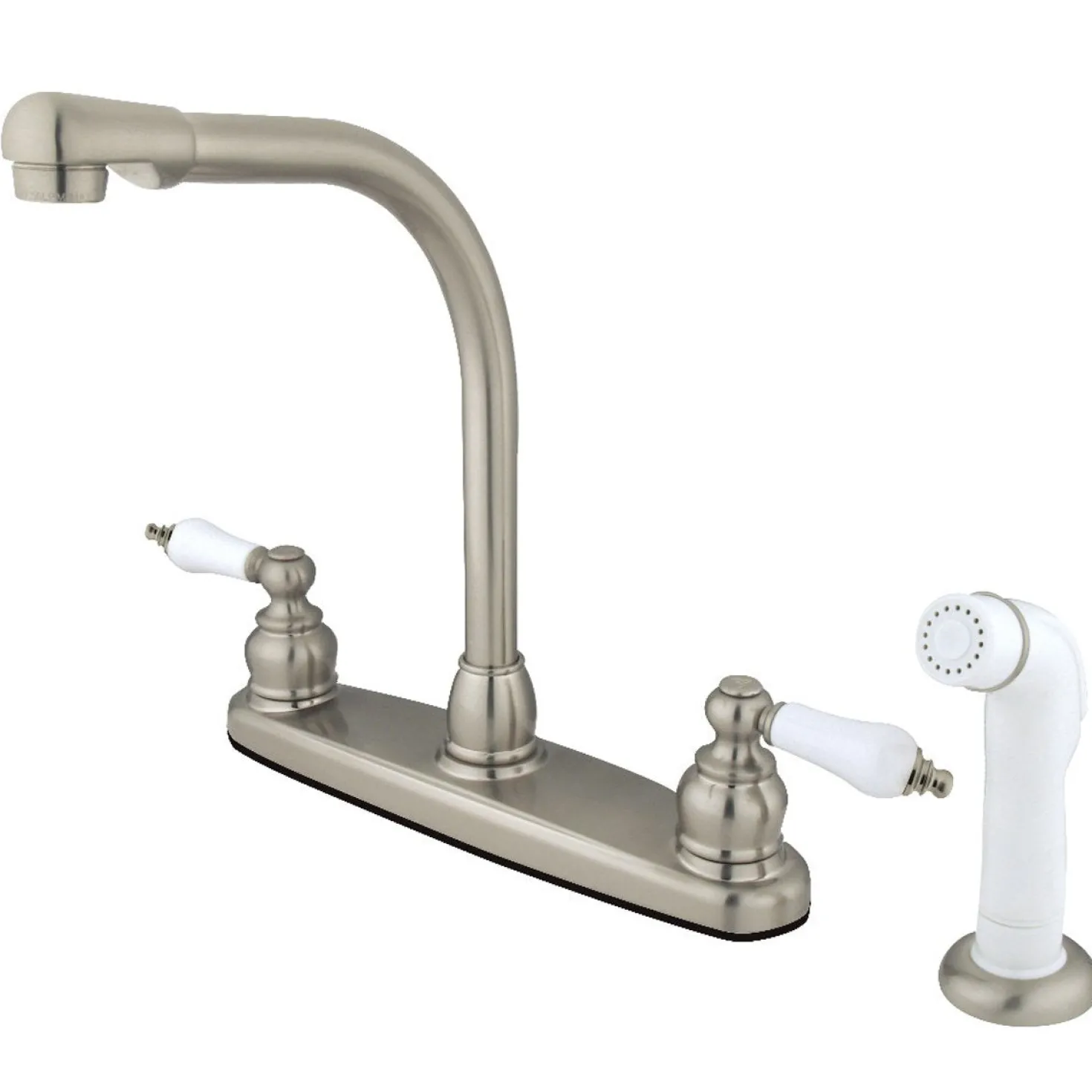 Kingston Brass Victorian Centerset Kitchen Faucet with White Side Sprayer