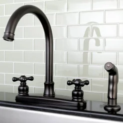 Kingston Brass Victorian Deck Mount Centerset Kitchen Faucet