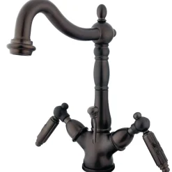 Kingston Brass Victorian Deck Mount 4-Inch Centerset 3-Hole Bathroom Faucet