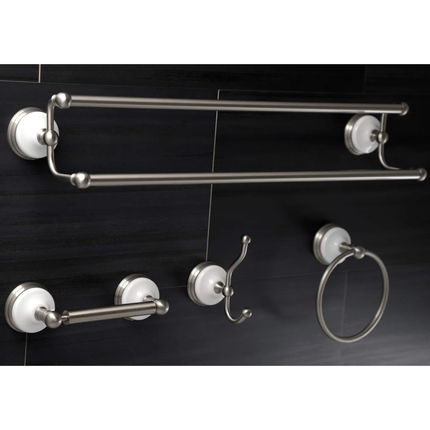 Kingston Brass Victorian 4-Pieces Dual Towel Bar Bathroom Hardware Set