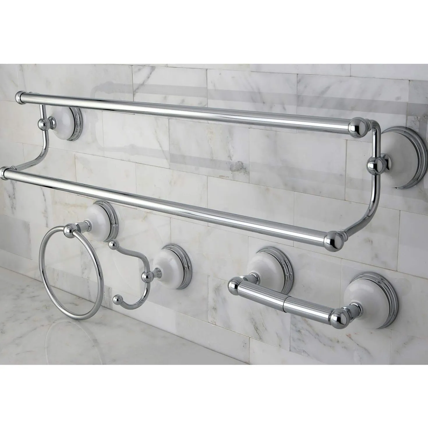 Kingston Brass Victorian 4-Pieces Dual Towel Bar Bathroom Hardware Set