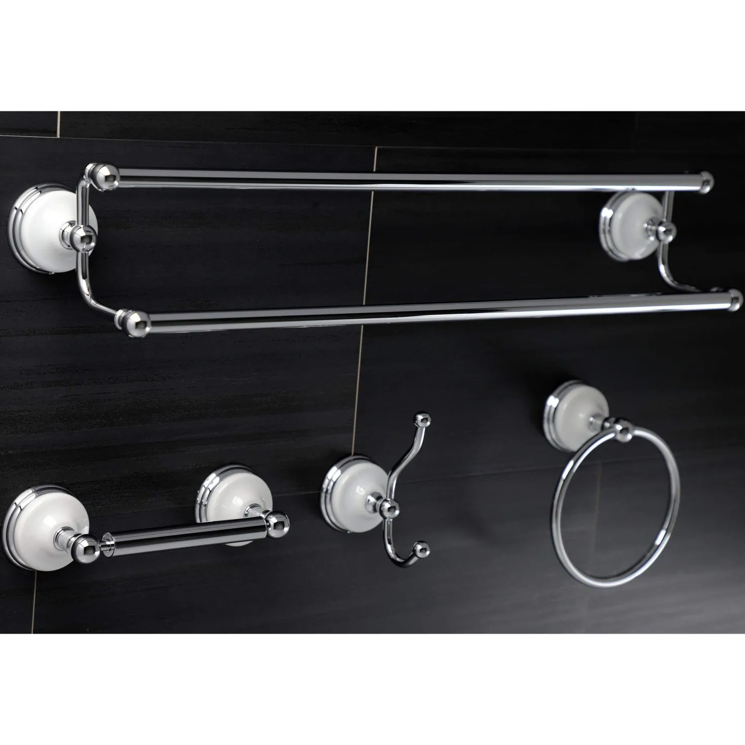 Kingston Brass Victorian 4-Pieces Dual Towel Bar Bathroom Hardware Set