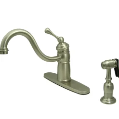 Kingston Brass Victorian Single Handle Kitchen Faucet with Brass Sprayer